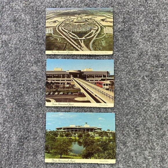 Vintage Tampa International Airport Postcard lot Of 3 Unposted RPPCs Tom Brown - Picture 2 of 13